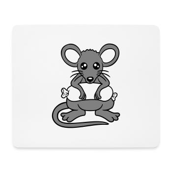 Souris grosse saucisse manger faim saucisse grillades - Tapis de souris (format paysage) - blanc - Devant
