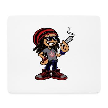 Dreadlock Smoker - Stoned man - High & Happy - Mousepad (Querformat) - Weiß - Vorne