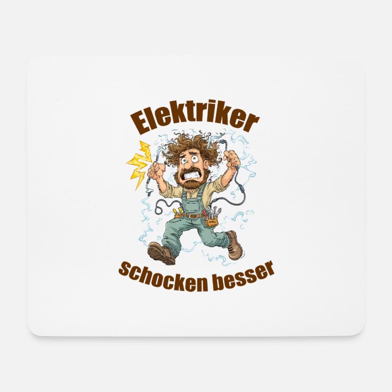 Elektriker schocken besser – lustiges Comicmotiv. - Mousepad (Querformat) - Weiß