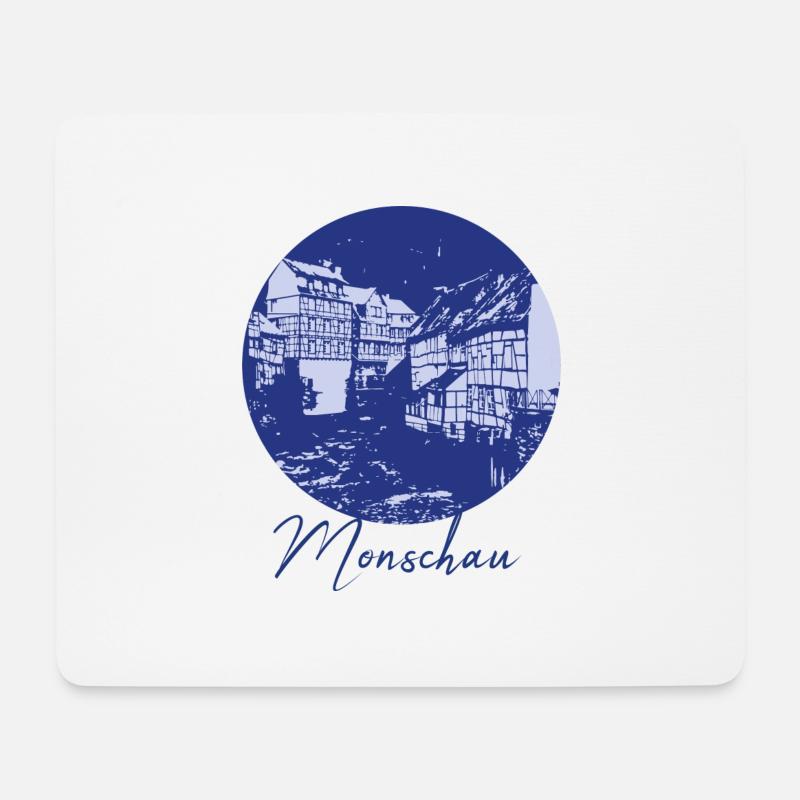 Monschau,skyline,stadt,kreis,blauer kreis,lila - Mousepad (Querformat) - Weiß