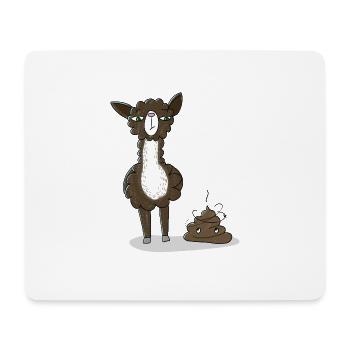 Lama mit Misthaufen - Mousepad (Querformat) - Weiß - Vorne