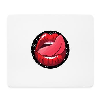 LANGUE SUR LES LÈVRES DANS LA BOUCHE SEXY humour - Tapis de souris (format paysage) - blanc - Devant