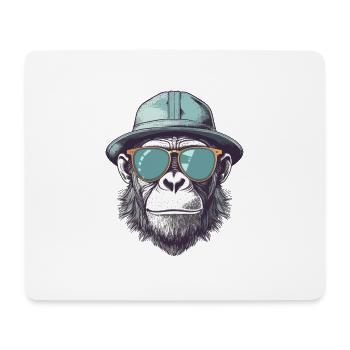 Singe cool avec lunettes de soleil et chapeau - Tapis de souris (format paysage) - blanc - Devant