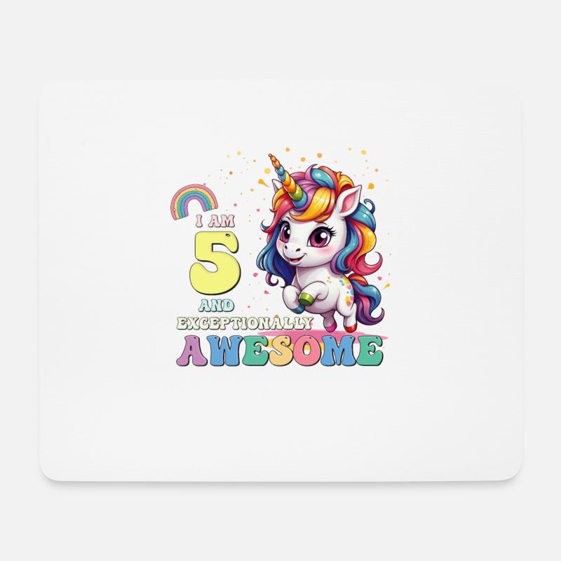 Ich bin 5 und Awesome - Mädchen Kinder Einhorn Es ist mein - Mousepad (Querformat) - Weiß