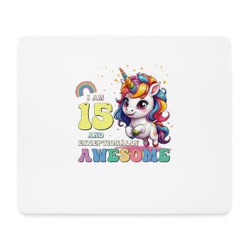 J'ai 15 ans et je suis géniale - Filles Enfants Licorne C'est mon - Tapis de souris (format paysage) - blanc - Devant
