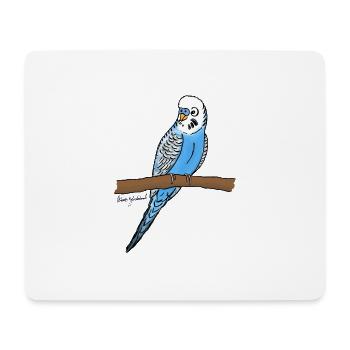 Blauer Wellensittich - Mousepad (Querformat) - Weiß - Vorne