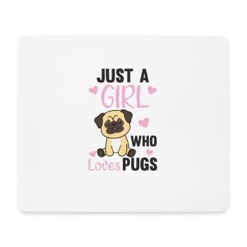 Une seule fille Les pugs adorent les bouffons - Tapis de souris (format paysage) - blanc - Devant