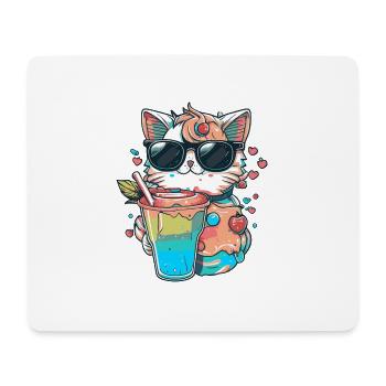 L’amour du chat en style cocktail - Tapis de souris (format paysage) - blanc - Devant