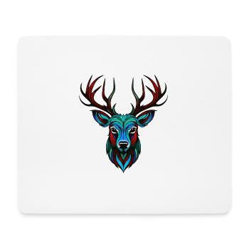 Hirsch Porträt Bunt - Mousepad (Querformat) - Weiß - Vorne
