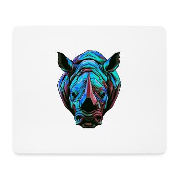 Portrait de rhinocéros coloré - Tapis de souris (format paysage) - blanc - Devant