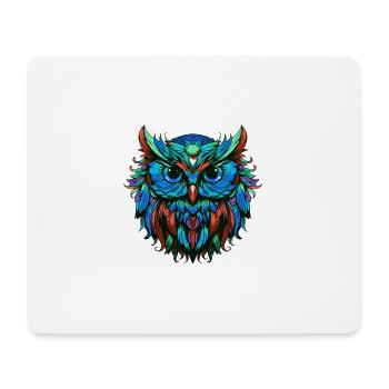Eule Porträt Bunt - Mousepad (Querformat) - Weiß - Vorne