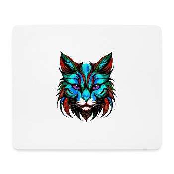 Cat Portrait Colorful Head - Mouse Pad (horizontal) - white - Front