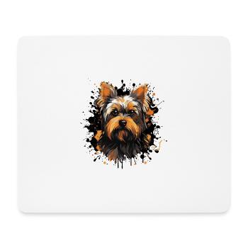 Yorkshire Terrier Hund Porträt - Mousepad (Querformat) - Weiß - Vorne