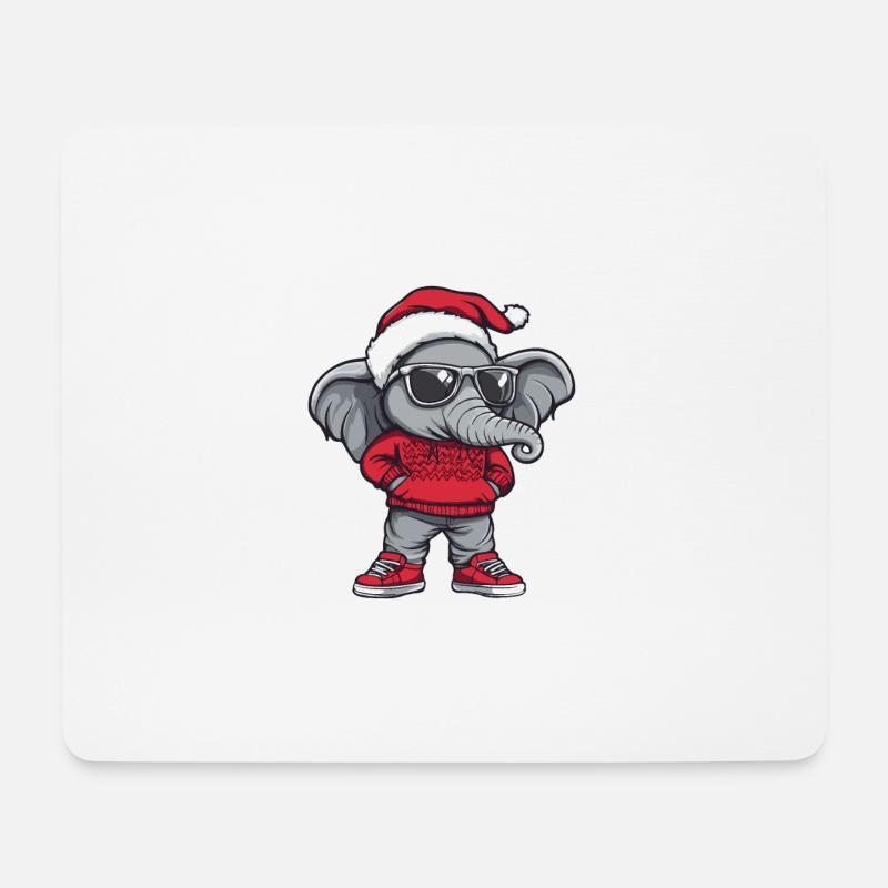 Elefant Weihnachten X-Mas - Mousepad (Querformat) - Weiß