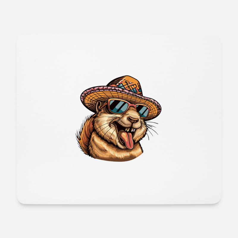 Eichhörnchen Comic Lustig Sombrero - Mousepad (Querformat) - Weiß