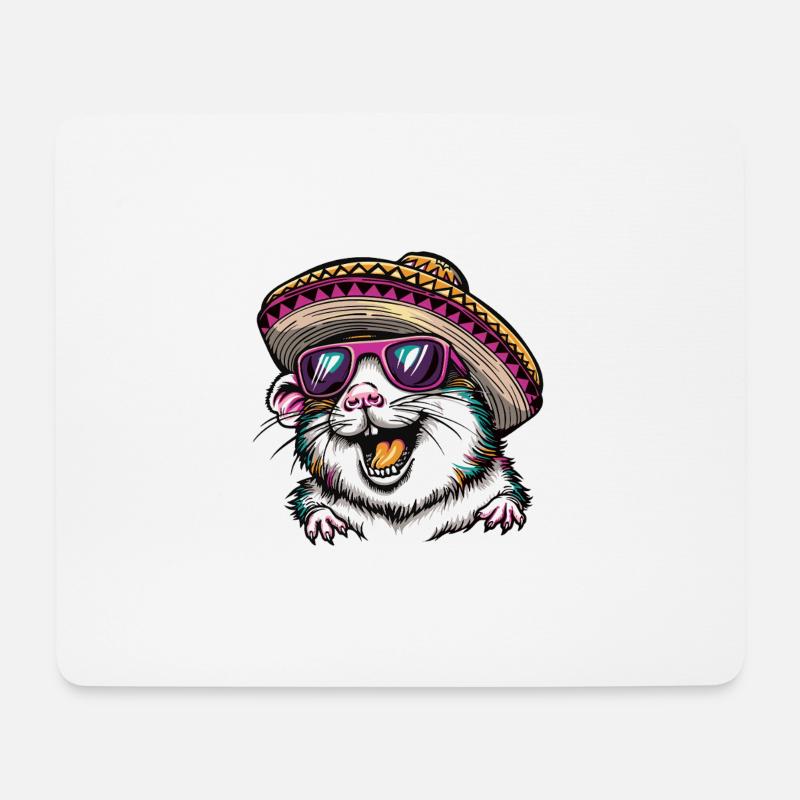 Hamster Drôle Sombrero - Tapis de souris (format paysage) - blanc