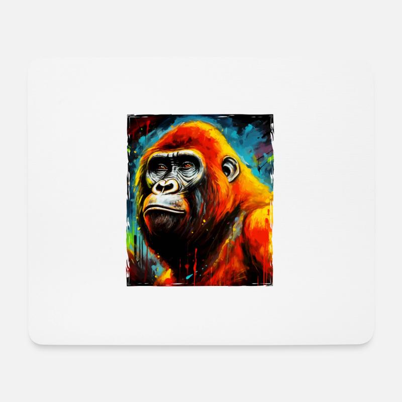 Gorilla Porträt - Mousepad (Querformat) - Weiß