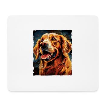 Portrait de chien Golden Retriever - Tapis de souris (format paysage) - blanc - Devant