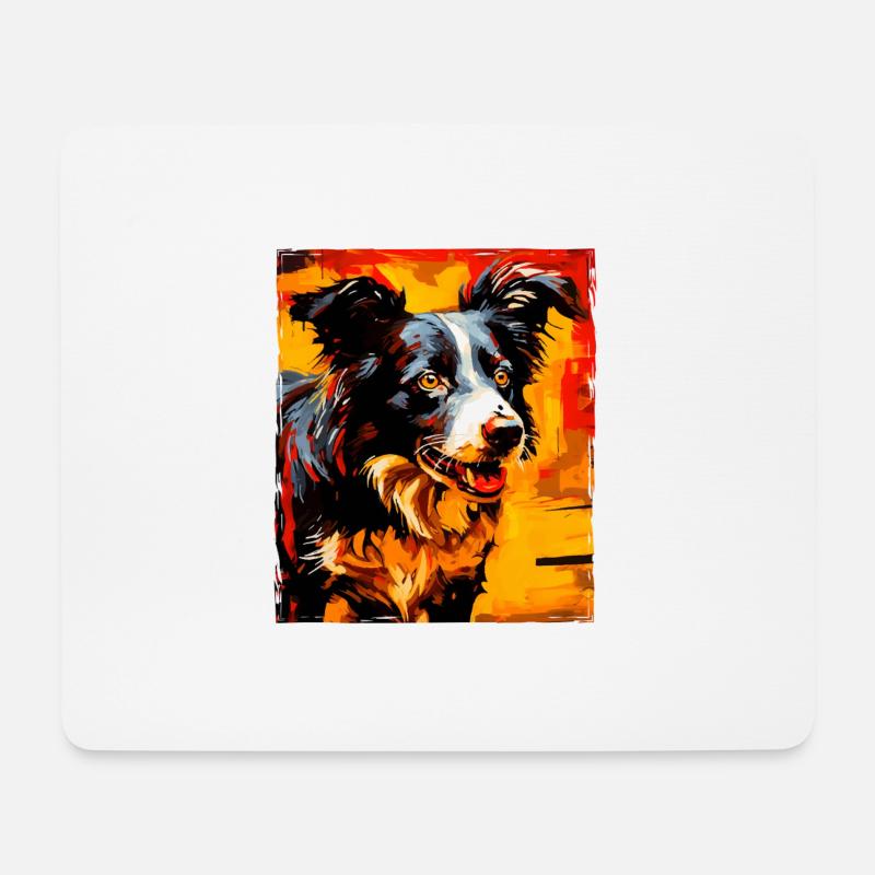 Border Collie Hund Porträt - Mousepad (Querformat) - Weiß