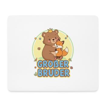Conception mignonne d’ours et de frère renard - Tapis de souris (format paysage) - blanc - Devant