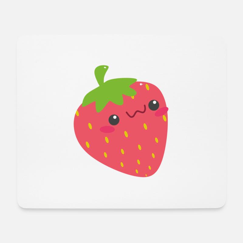 Erdbeere - Mousepad (Querformat) - Weiß