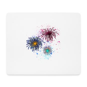 Feux d’artifice,Fusées,Étoiles,Réveillon du Nouvel An,Coloré - Tapis de souris (format paysage) - blanc - Devant