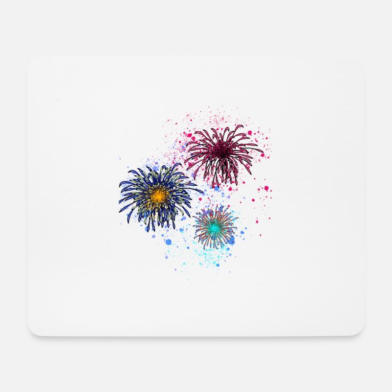 feuerwerkfeuerwerk,raketen,sterne,silvester,bunt - Mousepad (Querformat) - Weiß