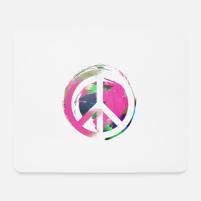 peace, pink,friede,graffiti,blau,bunt - Mousepad (Querformat) - Weiß