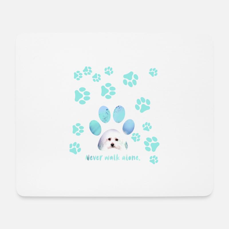 Never walk alone, dog, paws, maltese - Mouse Pad (horizontal) - white
