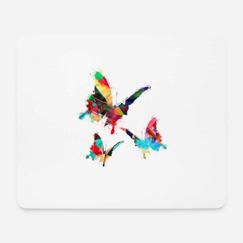 Schmetterlinge, Aquarell, bunt,malerei, graffiti - Mousepad (Querformat) - Weiß