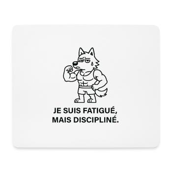 Loup Musclé Fatigué mais Discipliné - Tapis de souris (format paysage) - blanc - Devant