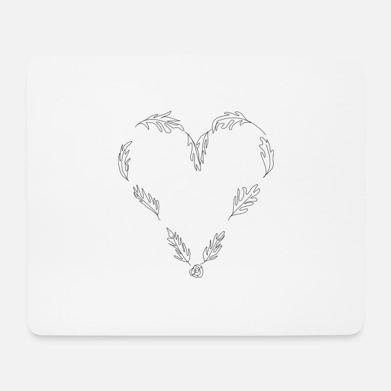 Heart Love Black Lines - Mouse Pad (horizontal) - white