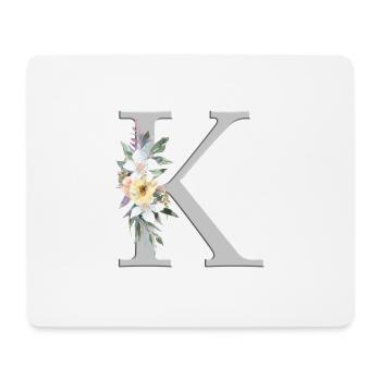 Personalisierbar Monogramm Watercolour Floral K - Mousepad (Querformat) - Weiß - Vorne