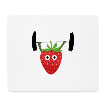 Fraise, Fitness, Soulever des poids, Sports - Tapis de souris (format paysage) - blanc - Devant