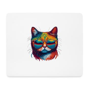 Chat cool - Tapis de souris (format paysage) - blanc - Devant