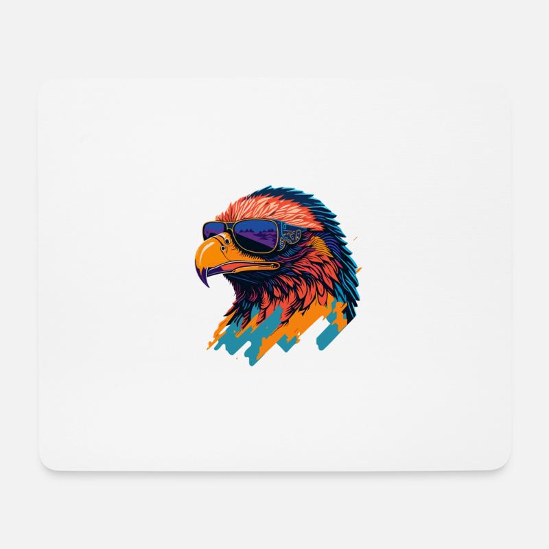 Majestic Soar: Retro Eagle T-Shirt - Mousepad (Querformat) - Weiß