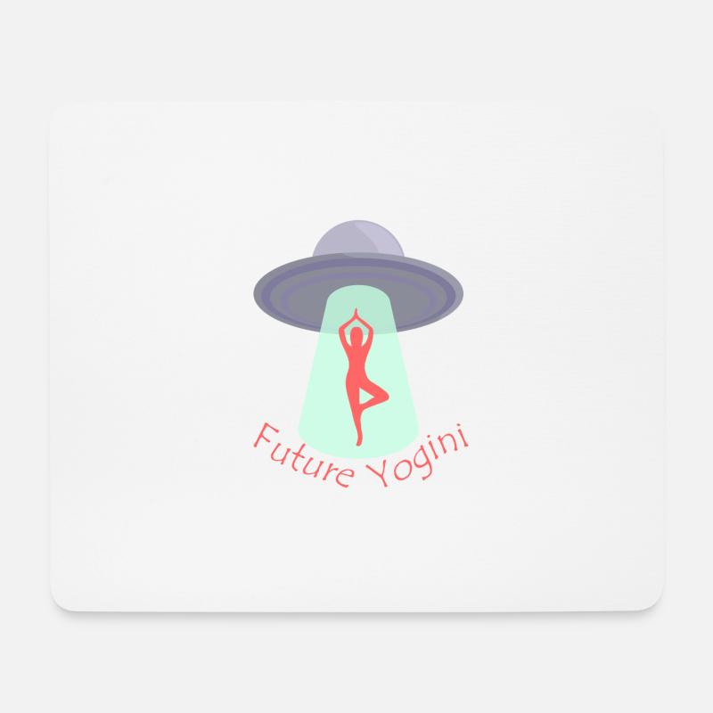 Future Yogini mit Ufo - Mousepad (Querformat) - Weiß
