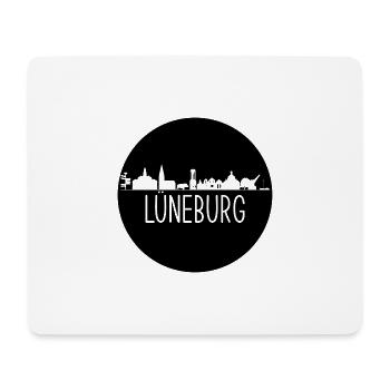 lüneburg,skyline, kreis, scherenschnitt, schwarz - Mousepad (Querformat) - Weiß - Vorne
