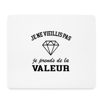 Je ne vieillis pas je prends de la valeur - Tapis de souris (format paysage) - blanc - Devant