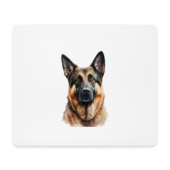 Watercolour Dog / Hund Deutscher Schäferhund - Mousepad (Querformat) - Weiß - Vorne