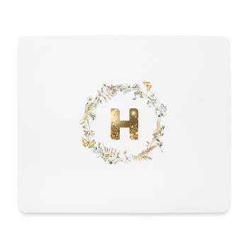 H Monogramme Paillettes Boho Couronne - Tapis de souris (format paysage) - blanc - Devant