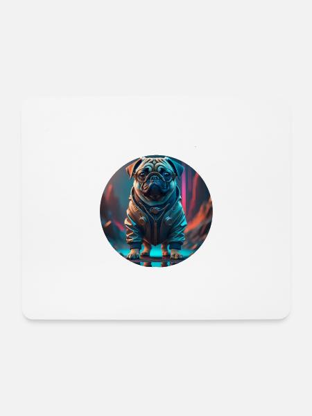 Rock Pug - Mousepad (Querformat) - Weiß