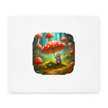 Maus mit Regenschirm - Mousepad (Querformat) - Weiß - Vorne