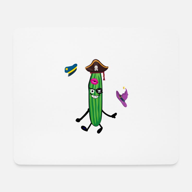 Karnevalsgurke, Gurke, karneval,Pirat, Matrose - Mousepad (Querformat) - Weiß