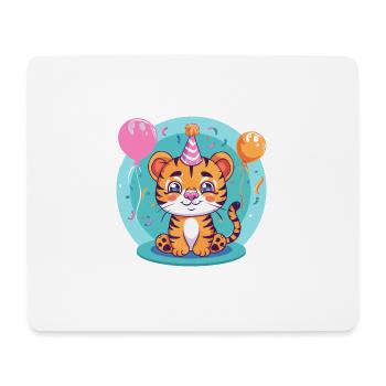 Tiger Geburtstag Comic - Mousepad (Querformat) - Weiß - Vorne