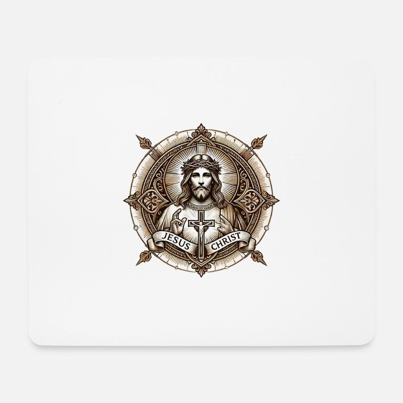 Jesus Christ Antiq Logo - Mousepad (Querformat) - Weiß