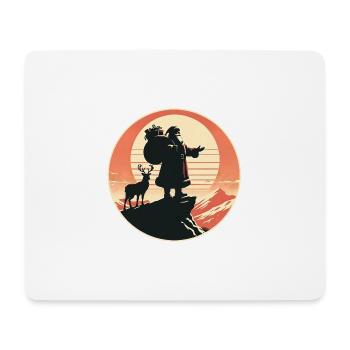 Weihnachtsmann mit Rentieren auf Bergspitze - Mousepad (Querformat) - Weiß - Vorne