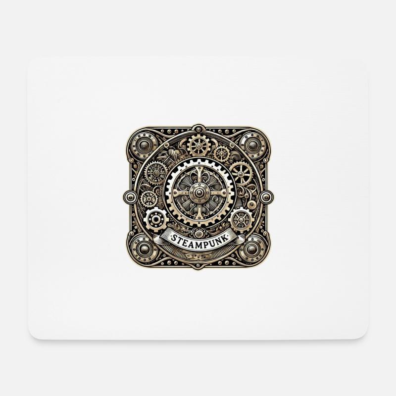 Steampunk Logo - Mouse Pad (horizontal) - white