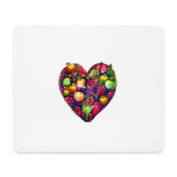 Coeur de fruits, Fruits, Pommes, Poires, Baies - Tapis de souris (format paysage) - blanc - Devant