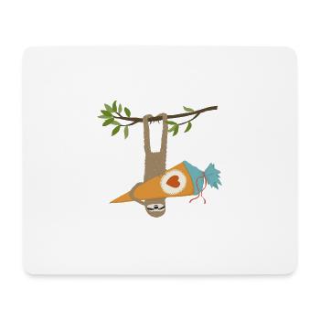 Faultier mit Schultüte - Mousepad (Querformat) - Weiß - Vorne